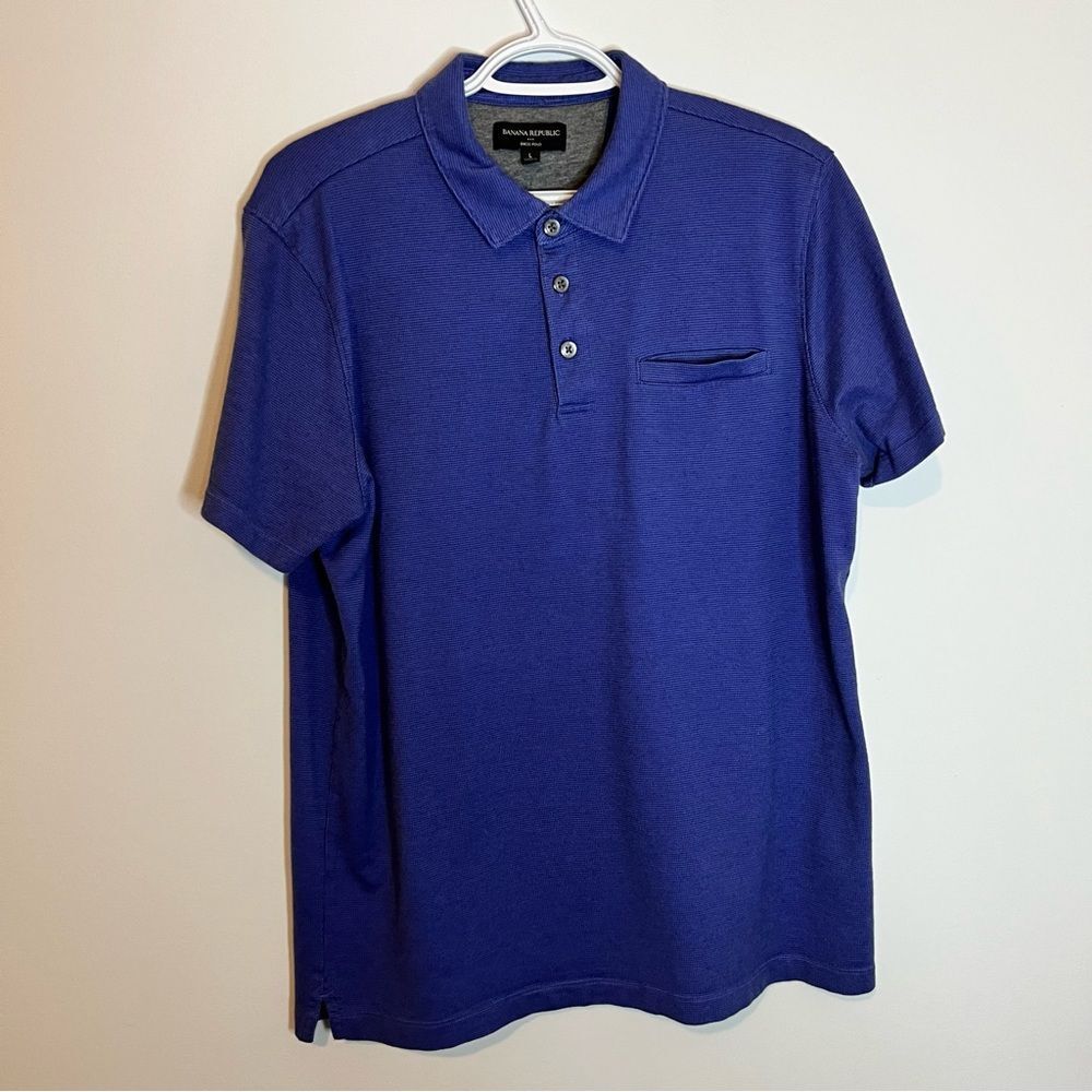 Banana Republic Factory Mens Purple Dress Polo Size Large (L) with Pocket Soft